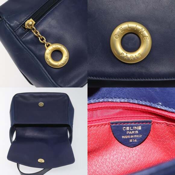 CELINE Shoulder Bag Leather Blue - Picture 11 of 13